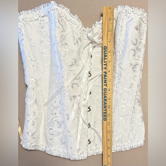 Elegant White Jacquard Lace-Up Corset - Picture 8 of 8